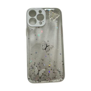 Case transparente blanco con mariposas Iphone 13 pro max