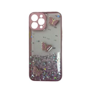 Case transparente rosa con mariposas iphone 12 pro max