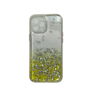 Case transparente amarillo con escarcha iphone 12 pro max