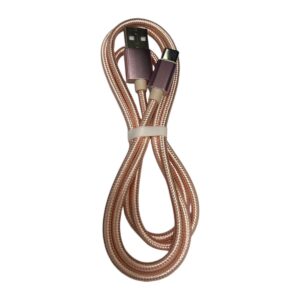 CABLE DE DATOS Y CARGA RAPIDA USB TIPO C EN NYLON ROSA 39cm
