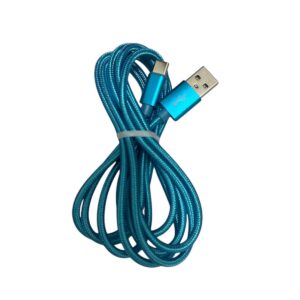 CABLE DE DATOS Y CARGA RAPIDA USB TIPO C EN NYLON AZUL 78cm