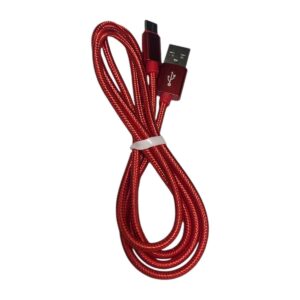 CABLE DE DATOS Y CARGA RAPIDA USB TIPO C EN NYLON ROJO 39cm