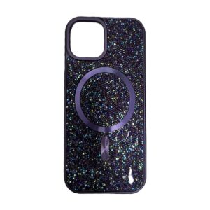 Case magsafe morado de diamantes iphone 15